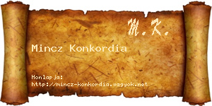Mincz Konkordia névjegykártya